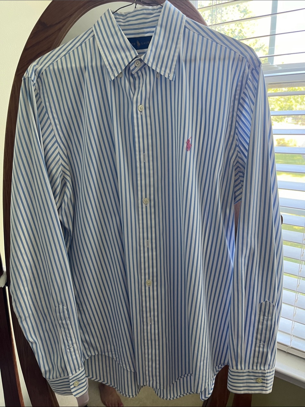Ralph Lauren white and blue striped button-down shirt